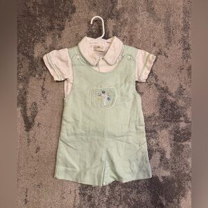 Vintage Bunny  Strasburg Green  Textured Overalls
